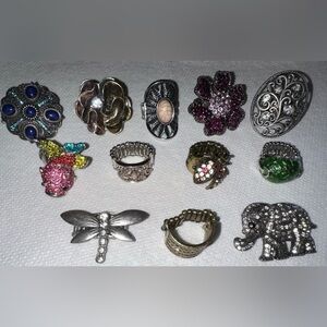 Lot‎ Of 12 Fabulous Stretch Rings Gold & Silver Tone